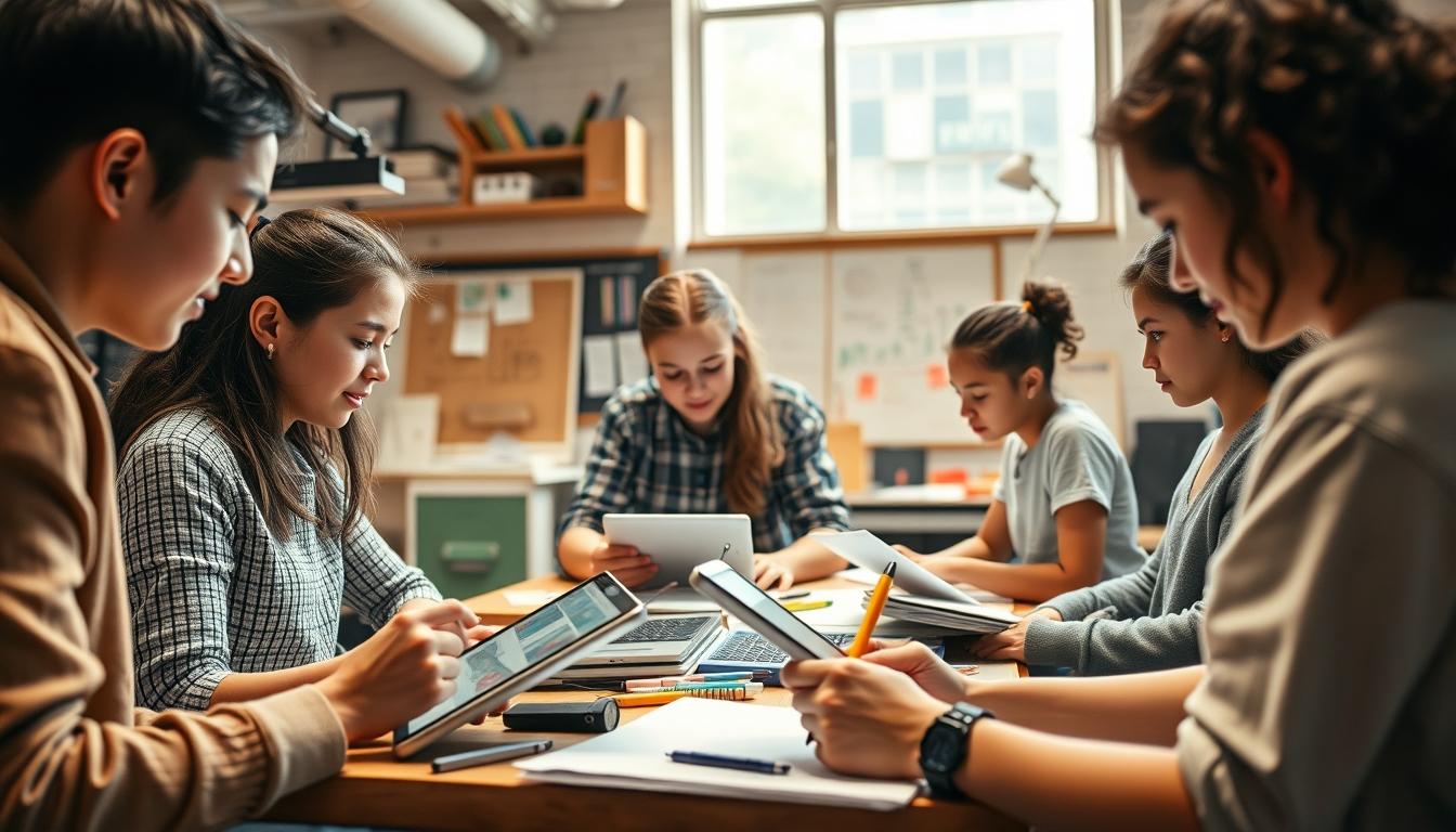 Students working in research laboratory