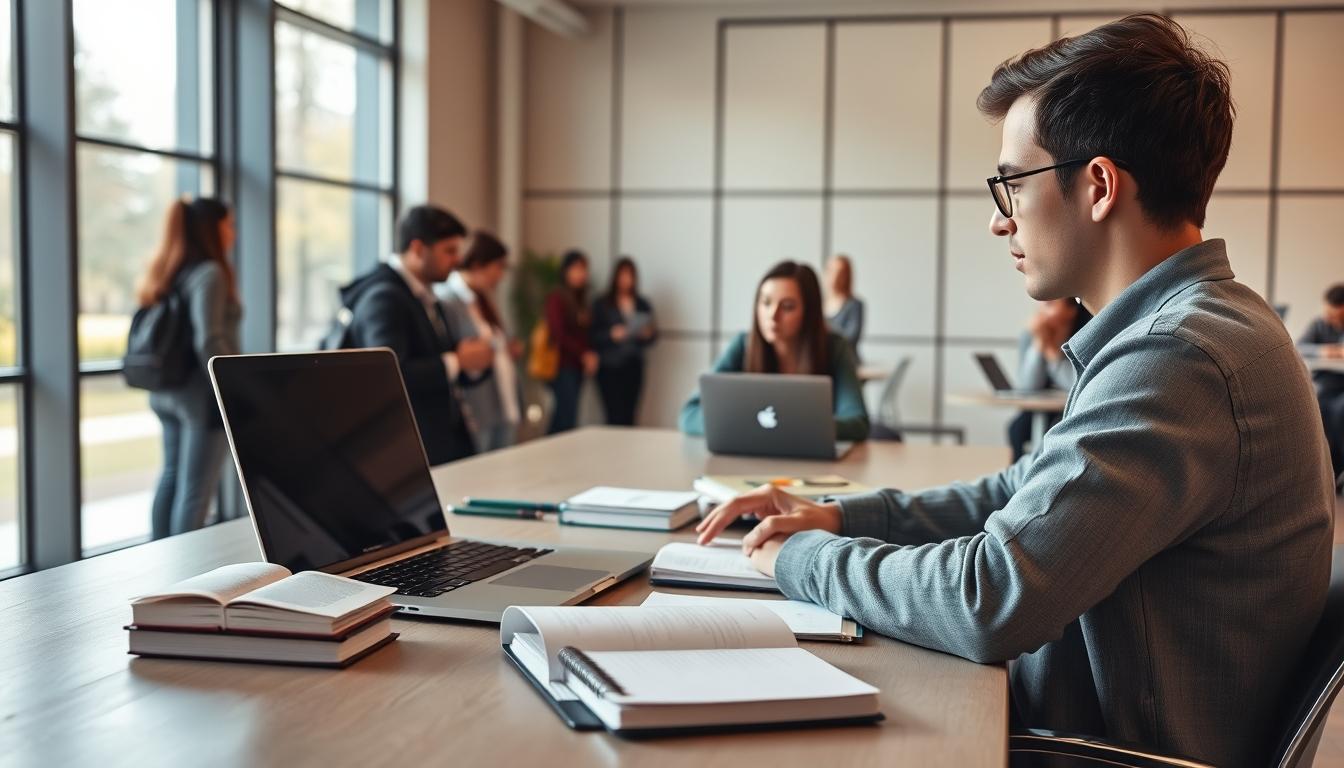 Student using online courses for flexible education